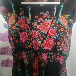 Floral Peacock Print Dress